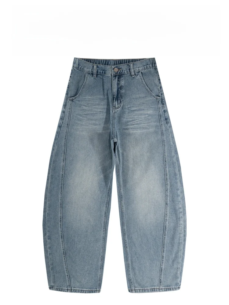 

Bairbaoliy American High Street Faion Brand Vintage Waed Mens Loose Jeans Knife Pants Straight Leg Casual Jeans