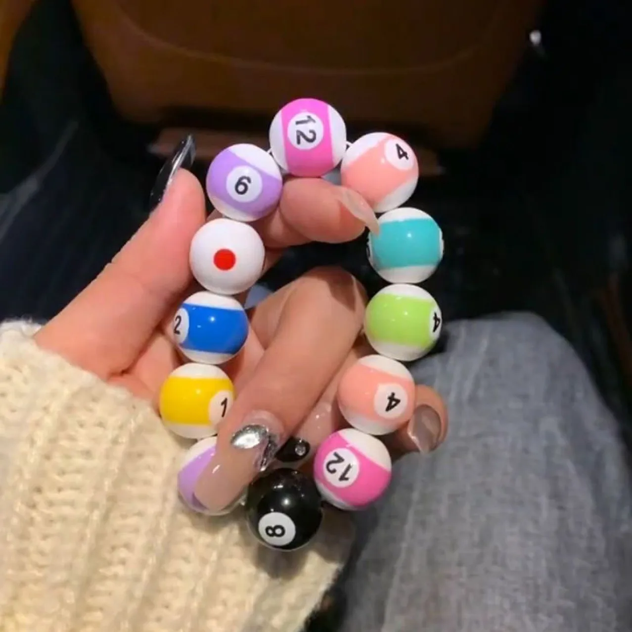 Round Acrylic Billiard Ball Beads Bracelet Originality DIY Childrens Handmade Lucky Numbers Accessories Jewelry Making Gift Toys