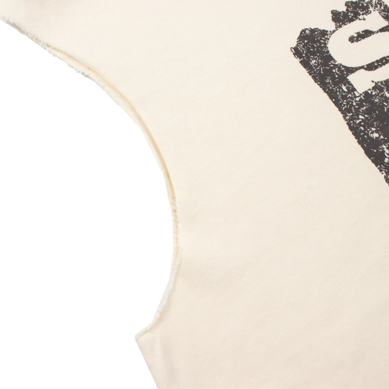 SATOSHI Vest Hip Hop Street Retro Washed Old Melted Popsicle Print Sleeveless Tshirts Men Women Cotton Round Neck Tank Tops