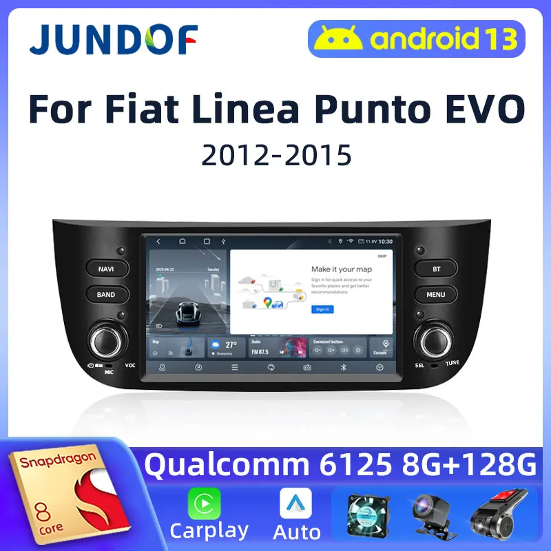 

Jundof Android 13 Qualcomm 8 Core Wireless CarPlay for Apple Android Car Radio for Fiat Linea Punto EVO line 2012-2015 Car Radio