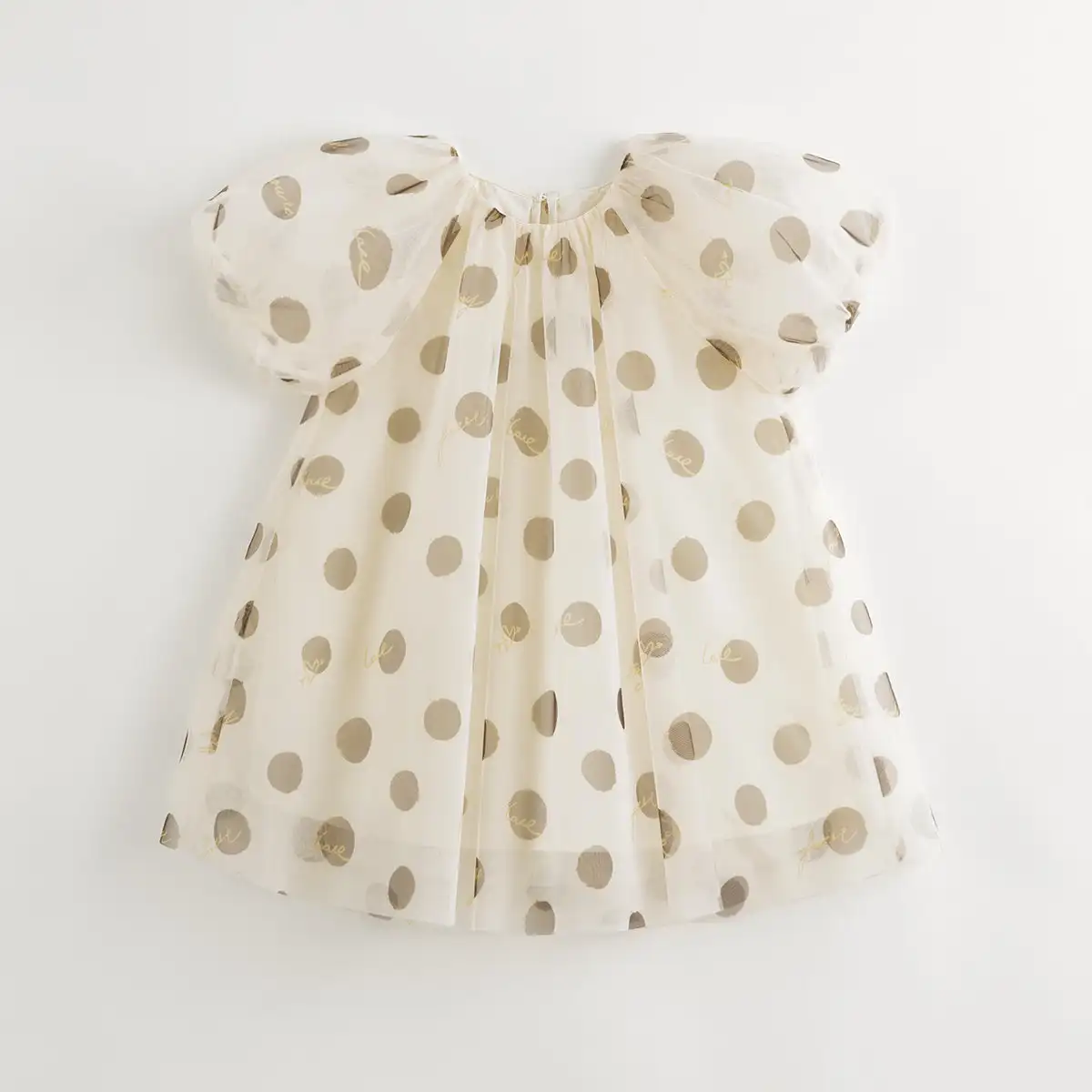 

MARC&JANIE Girls Polka Dot Tulle Bubble Sleeve Dress for Children for Summer French Series 240729