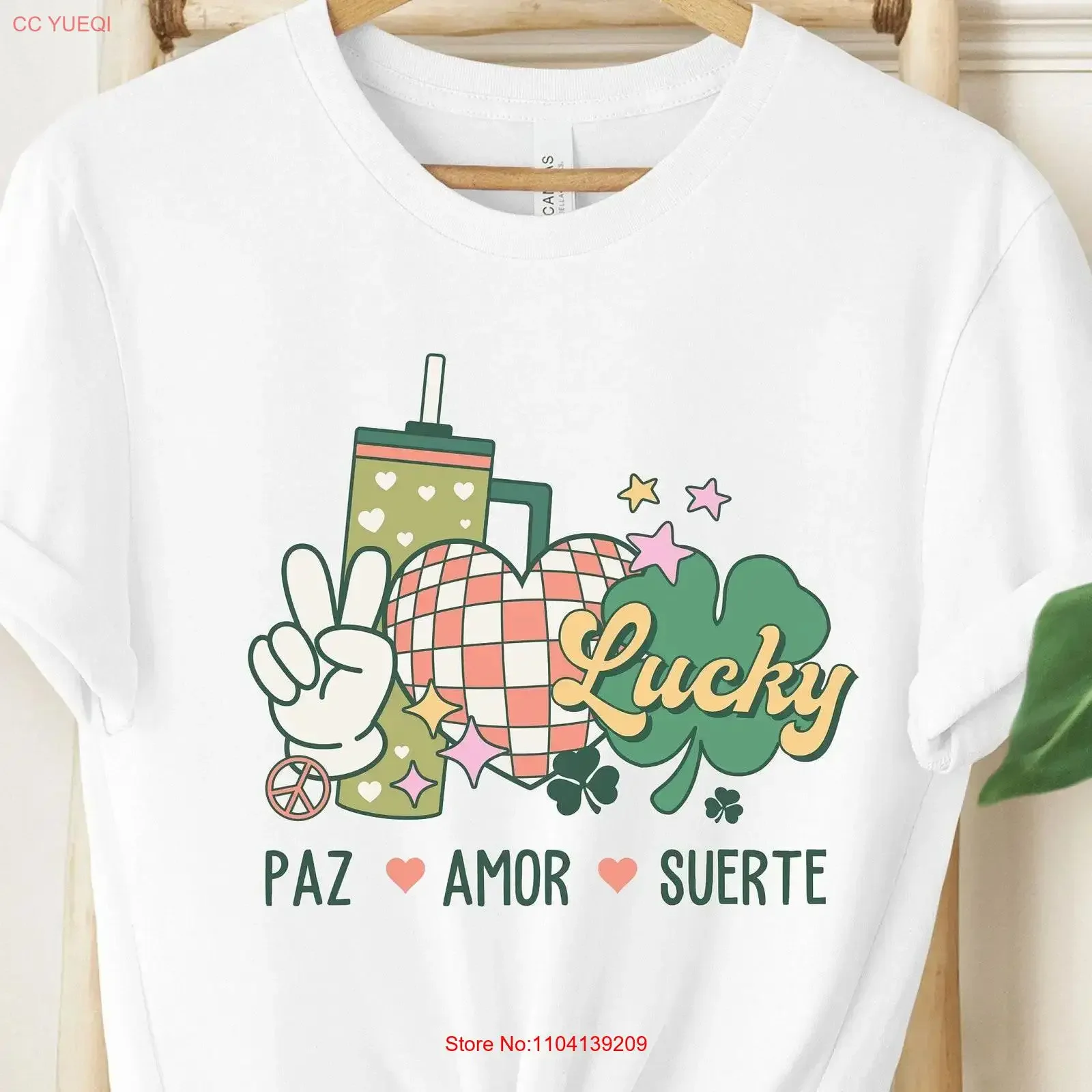 Camiseta de San Patricio para profesores de español, Lucky Maestra Afortunada, bilingüe, retro, Trebol, vintage, lavada, informal, ropa de diseñador