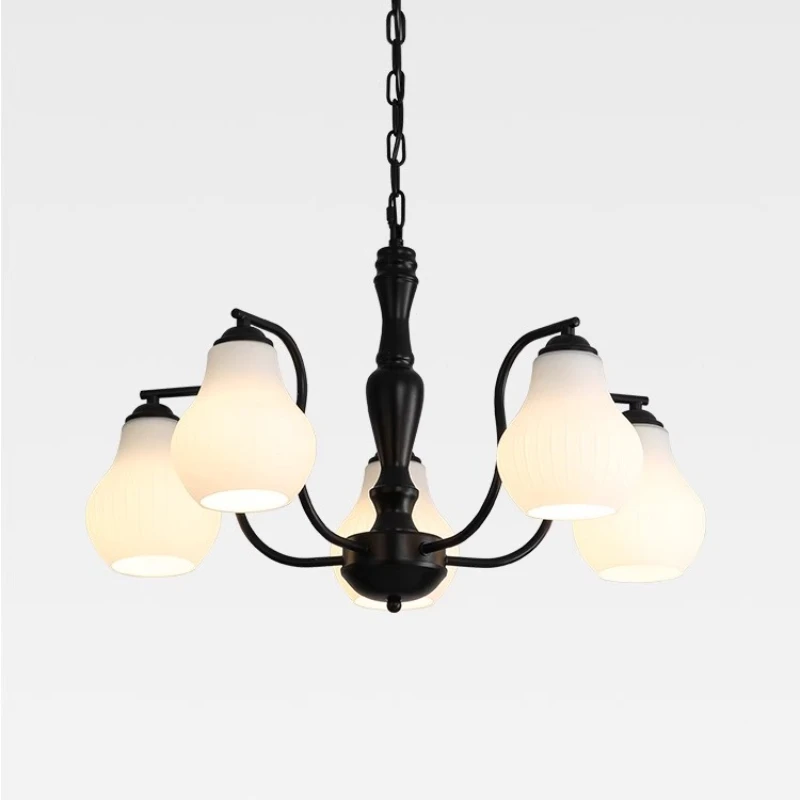 

French Retro Glass Branch Chandeliers LED Iron Art Lampshade Living Room Bedroom Dining Hall Atmosphere Home Decor Hanging Light