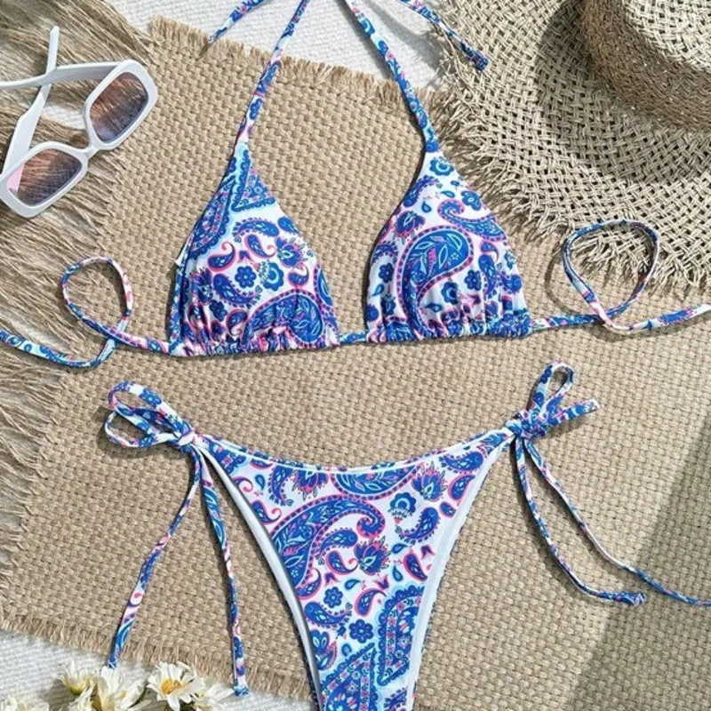 

Fashionable Polka Dot Printed Lace Up Women Bikini Set Vacation Leisure Beach Versatile With Chest Pad Large Split Swimsuit Set