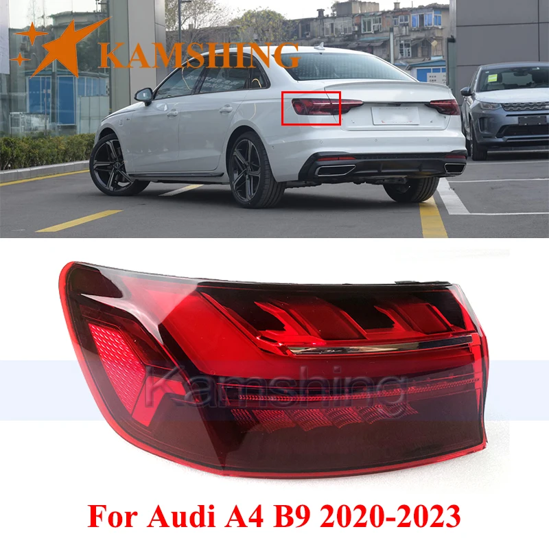 

CAPQX Rear Bumper Taillight For Audi A4 B9 2020-2023 Outer Tail Light Taillamp Stop Lamp Warning Light Brake Lamp