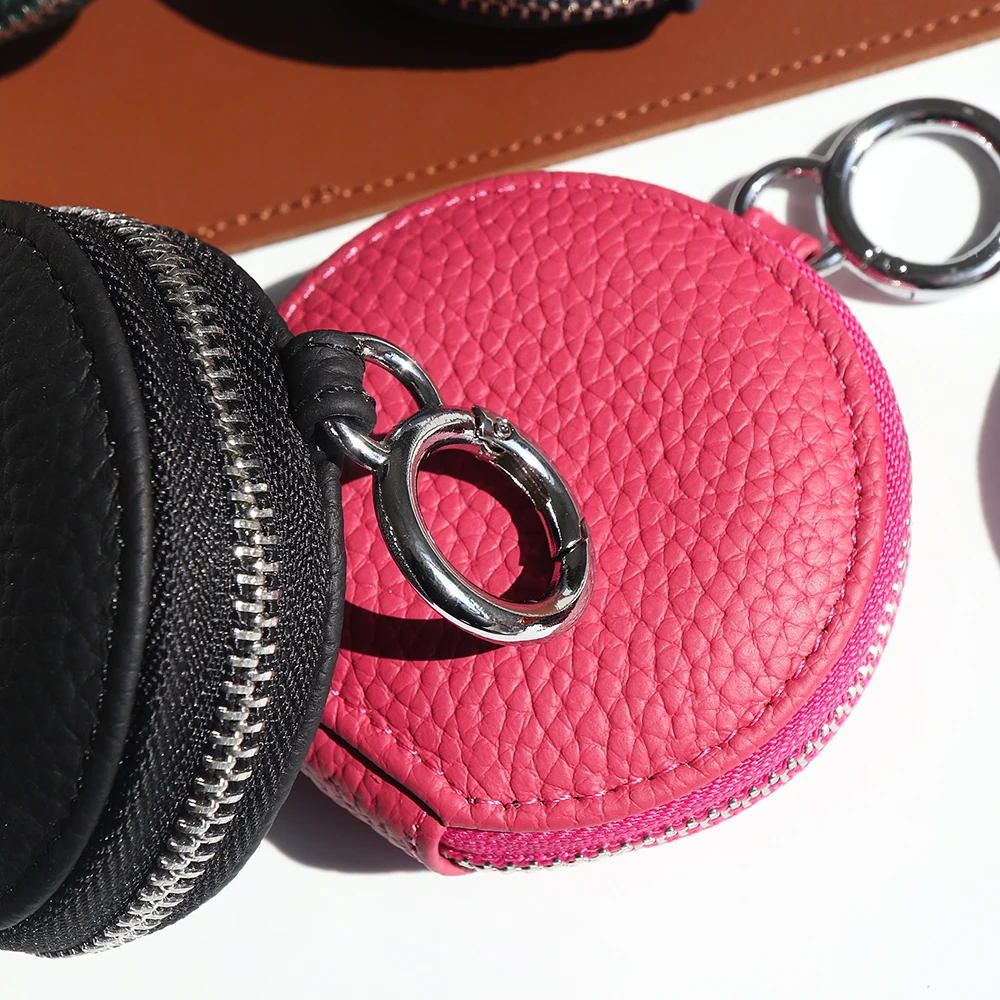 Benutzerdefinierte Buchstaben Runde Kopfhörer Tasche Gravieren Name Mini Lagerung Tasche Echtes Leder Reißverschluss Luxus Geldbörse Beutel Schlüssel Brieftasche Geschenk – Detail 11