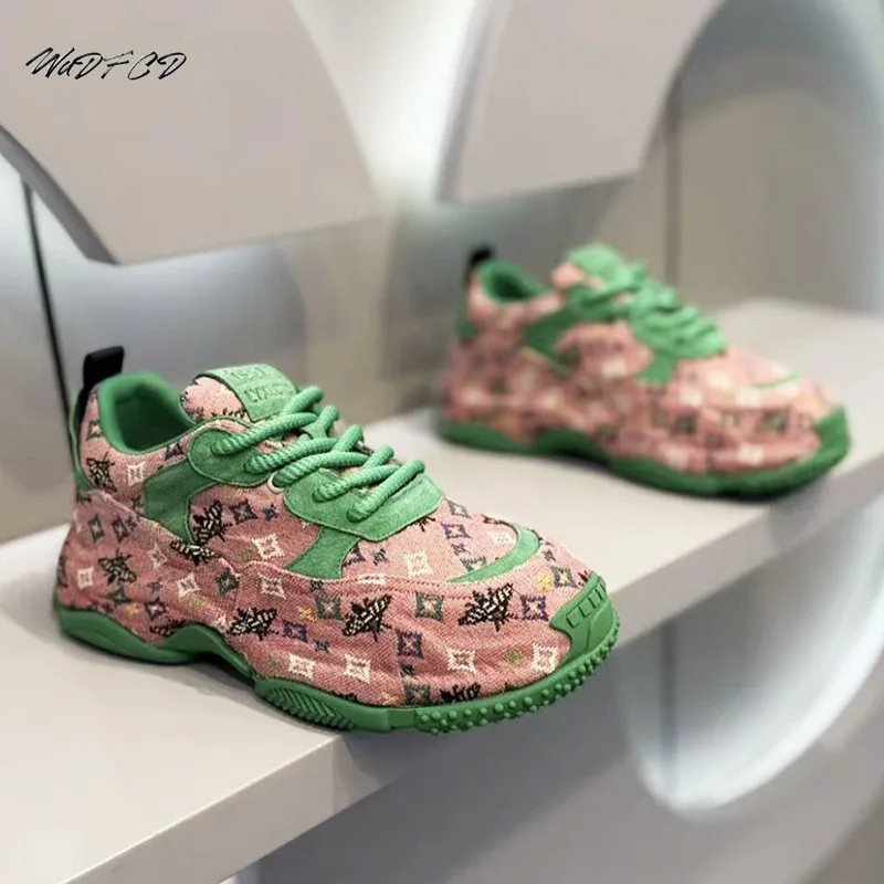 Chunky Sneakers Men Designer Cover Bottom Sport Shoes Fashion Casual Leather Fabric Breathable Increased Internal Platform Shoes