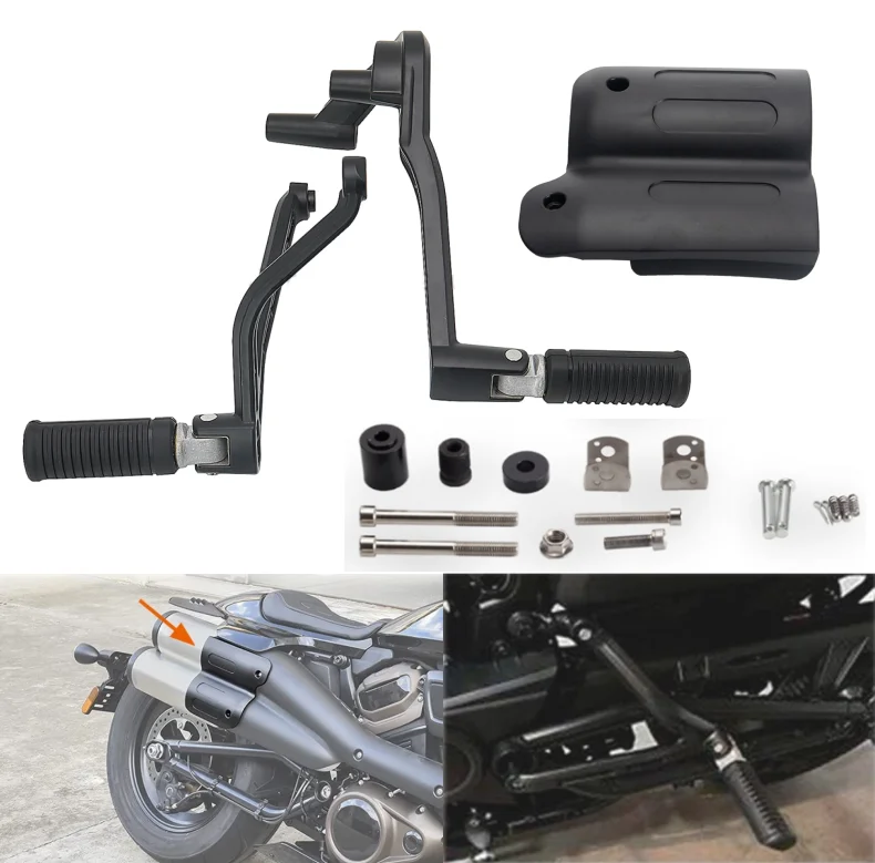 Exhaust Pipe Rear Passenger Heat Shield Cover And Foot Pegs Foot Pedal Support Kit For Harley Sportster S 1250 RH1250S 2021-2022