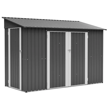 Budka ogrodowa 274x122 cm z zamkniętą drzwiami, wytrzymała metalowa szopa ogrodowa na kosiarkę, narzędzia, rowery, kosze na śmieci - odporna na wszelkie warunki atmosferyczne