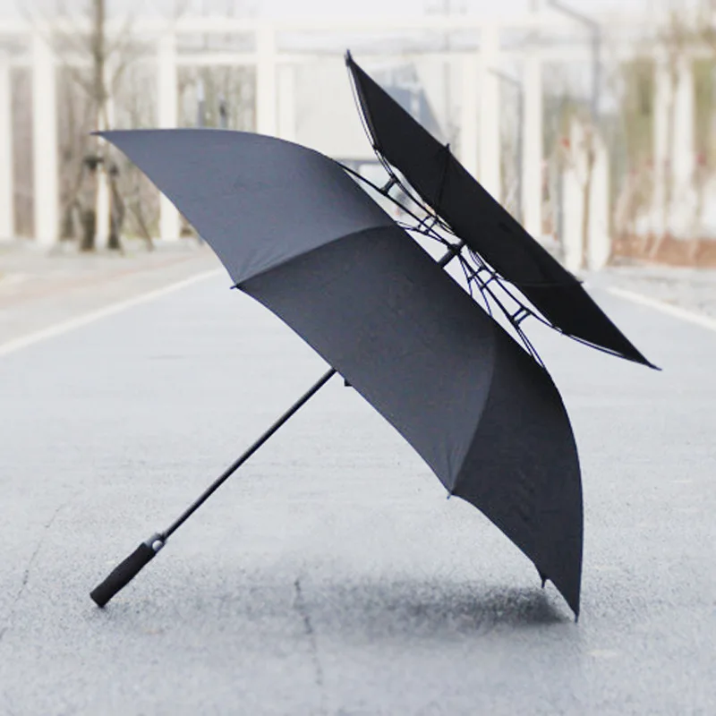 Creative business umbrella real double layer 30 inch large golf umbrella automatic open straight bar umbrella advertising umbrel