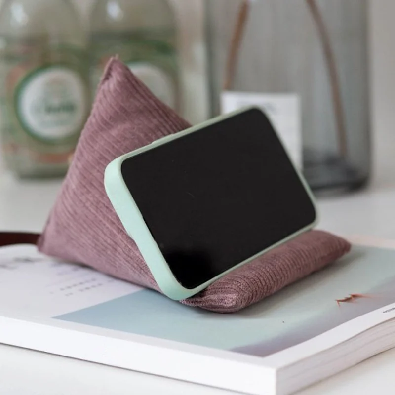 1pc suporte de telefone travesseiro, cor sólida criativo mini suporte de almofada de escritório para smartphone-organizador de mesa, travesseiro compacto, base antiderrapante