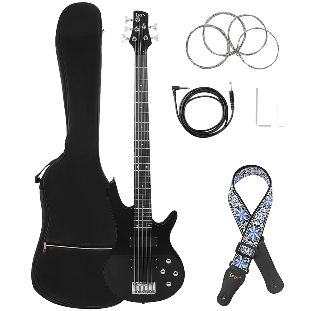 

5 String Bass Guitar 24 Frets Maple Body Electric Bass Guitarra With Bag Strap Strings Necessary Guitar Parts & Accessories