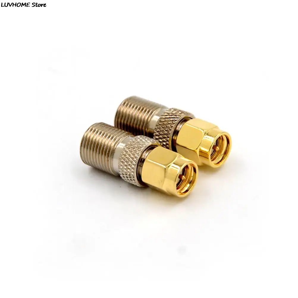 1PCS F Type Female Jack to SMA Male Plug Straight RF Coaxial Adapter F connector to SMA Convertor gold Tone