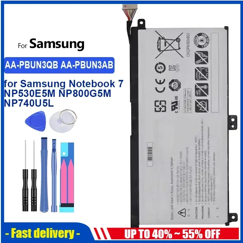 

Battery For Samsung Notebook 7 BA43-00377A NP740U3L-L02US NP740U3M-K01US NP800G5M 800G5M NP740U5M AA-PBUN3AB AA-PBUN3QB 43Wh