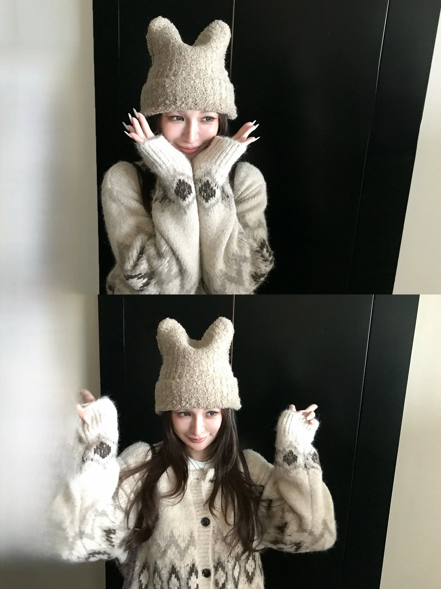 

Skk Store Fair Isle Deer Heavy Work 55 Wool Soft Mouton Knitted Sweater Cardigan Embroidered Casual Sle Long Sve Women's...