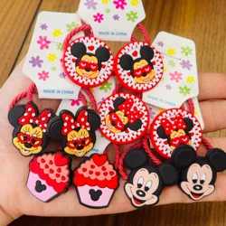 2PCS Cartoon Mickey Minnie Daisy Donald Duck Disney Elastic Hair Rubber Band Headband Hair Accessories Girls Hair Ties Gift