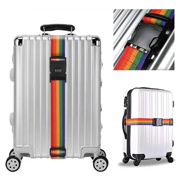 수하물 스트랩 조정 가능한 여행 수하물 액세서리, 고정 스트랩, 암호 잠금, 도난 방지 포장 벨트, 여행 가방 묶음 벨트