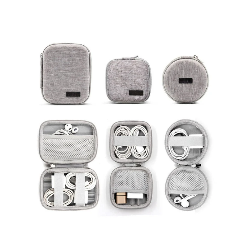Portable Storage Bag for Power Bank Cable EVA Hard Case Earphone Phone Holder Travel Digital Accessories Storage Bag With Buckle