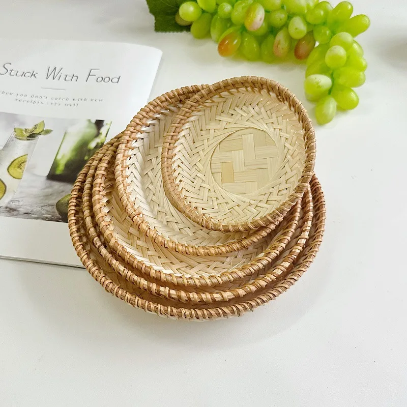 Bamboo Woven Steamed Buns, Fruit Plates, Steamed Bun Baskets, Bamboo And Rattan Baskets, Small Plates, Household Steamed Buns