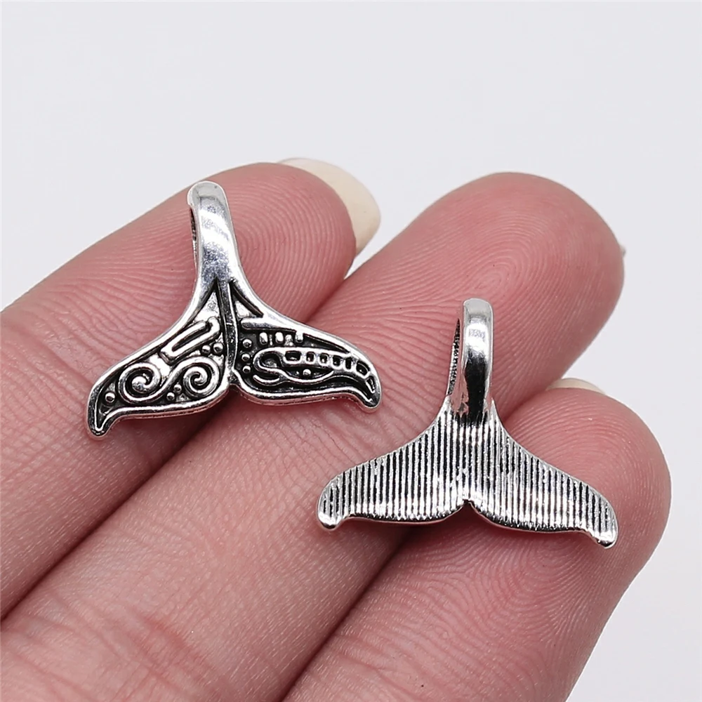 

150pcs 20x17mm Antique Silver Color Whale Tail Charms For Jewelry Making DIY Jewelry Findings