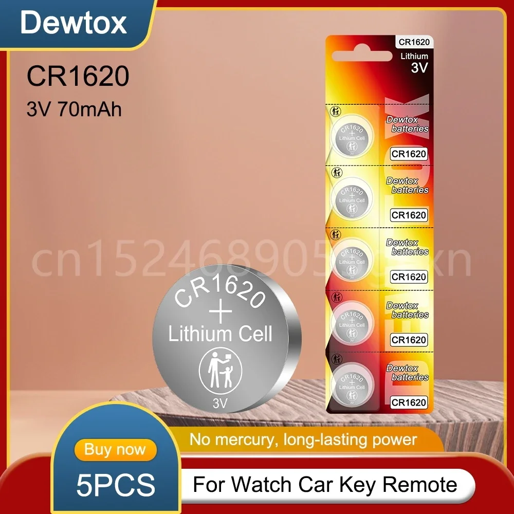 5 قطعة CR1620 3 فولت بطارية ليثيوم DL1620 ECR1620 BR1620 CR 1620 لمفتاح السيارة لوحة أم للكمبيوتر ألعاب ساعة زر عملة خلية