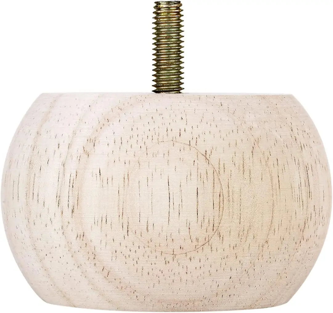 مجموعة من 4 أرجل مقعد مستديرة من الخشب الصلب غير مصقول مقاس 2 بوصة، بقطر 2 بوصة، فتحات لولبية M8 محفورة مسبقًا، مناسبة لـ #6