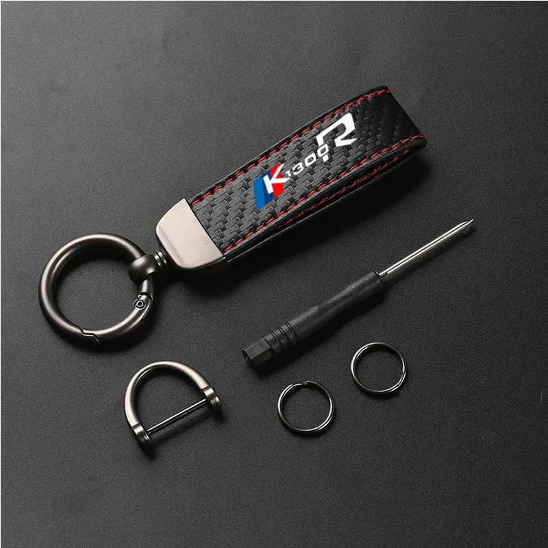 1PCS Motorcycle PU Leather Carbon Fiber Pattern Keychain Accessories For BMW K1300GT K1300R K1300S K1300 GTK 1300R K 1300S 1300R