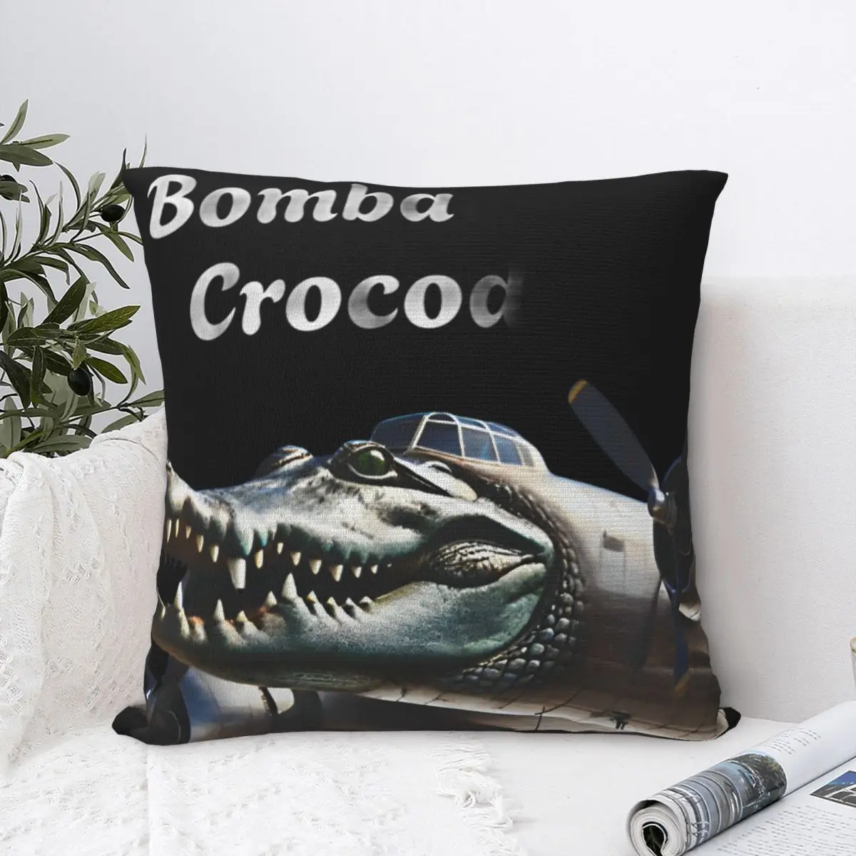 Brain Rot Bombardiro Crocodilo Pillow Cases Italian Meme Cushion Cover Awesome Decor Pillowcase for Home 45x45cm