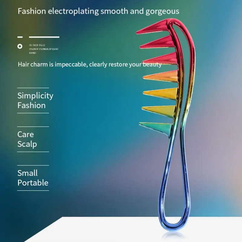 

Расческа с широкими зубьями, гальваническая цветная гладкая текстурная расческа для волос в парикмахерском стиле, Стайлинг с пушистым наконечником, 5/3/2/1 шт.