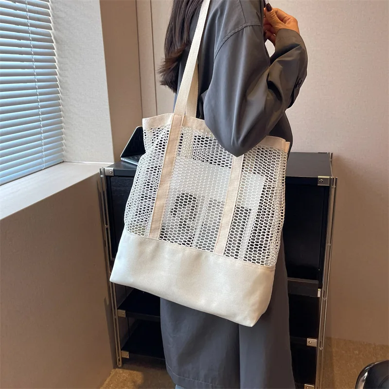 

Trendy Style Mesh Bag Single Shoulder Bag Neutral Harajuku Style 2024 New Portable Hollowed Out Single Shoulder Bag Handbag