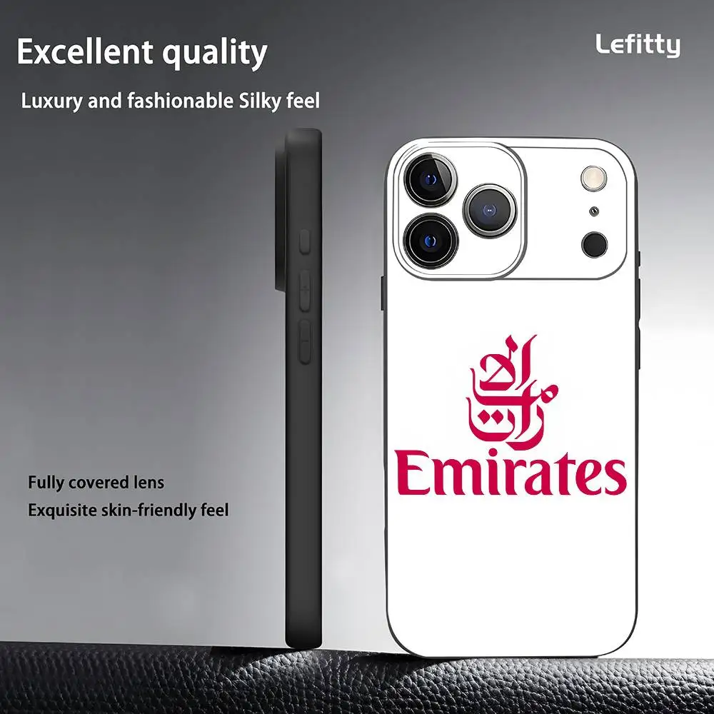 Emirates Airlines Phone Case For iPhone 17 16 15 14 13 12 11 Pro Max Plus Mini Black Frosted Soft Shell Funda