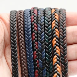 6mm 2meters Colorful Flat Braided Faux Genuine Leather Bracelet Finding PU Leather Cord String Rope DIY Necklace Bracelet Making