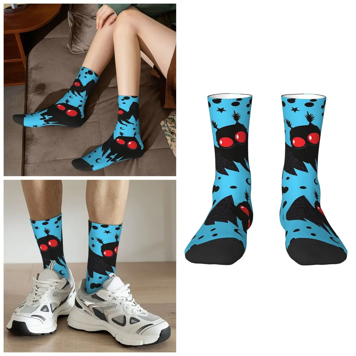 Cute Mothman Design Socks Harajuku High Quality Stockings All Season Long Socks Accessories for Man's Woman's Birthday Present