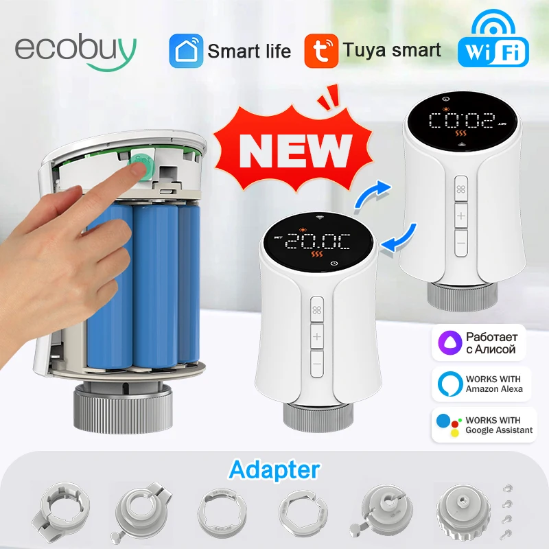 Tuya  Smart Thermostat Radiator Actuator TRV WiFi Thermostatic Valve Heating Temperature Controller Alexa Google Home