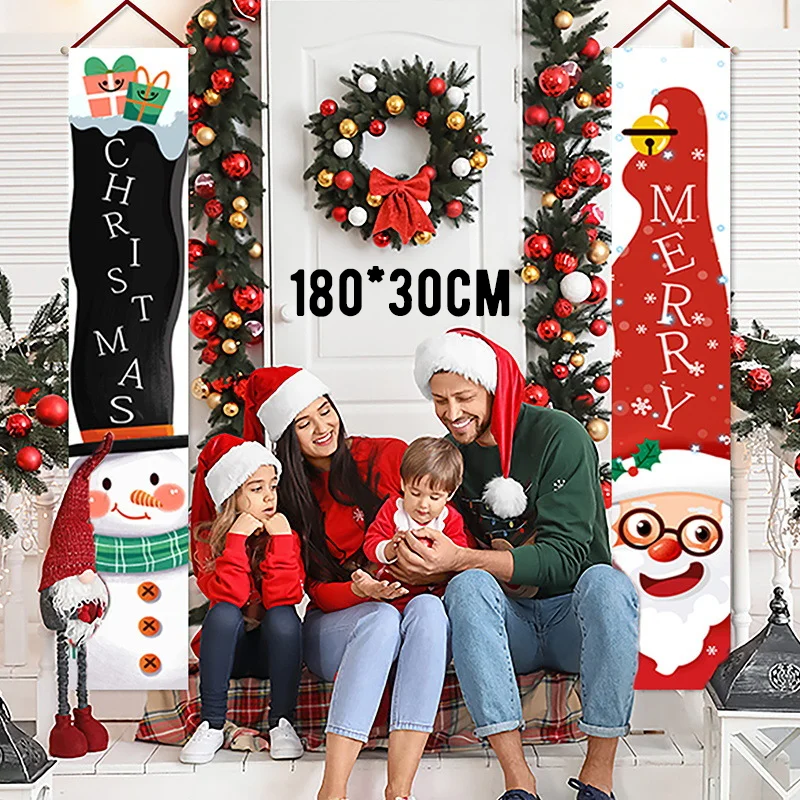 Nuovo Buon Natale Porta Banner Decorazione 2024 Decorazioni di Natale per la casa Natale Appeso Ornamenti Navidad Noel Regali Capodanno