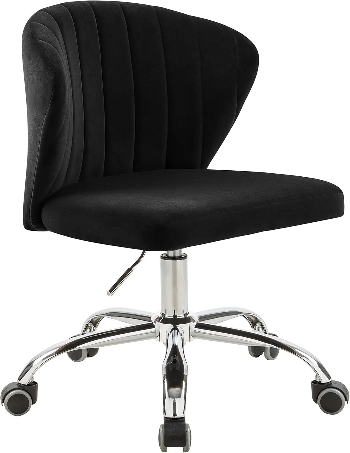 

166Bla Finley Collection Modern | Contemporary Velvet Upholstered Swivel Adjustable Office Chair With Channel Tufting And
