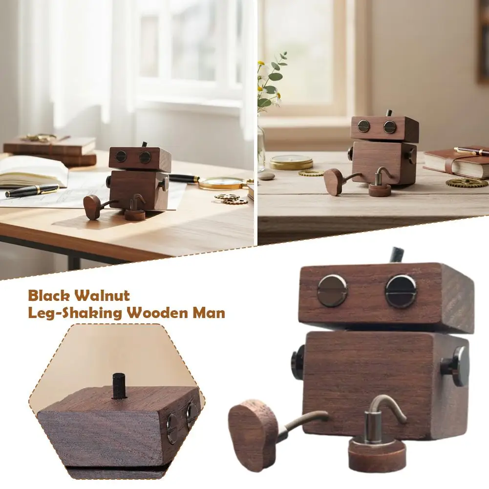 Car Mounted Aromatherapy Wood Leg Shaking Robot Car Air Vent Ornament  Handmade Wooden Man Figurine Car Figurine Toys Gift