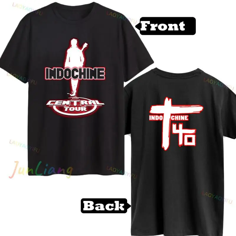 Indochine I Can't I Have Indochine Male T-shirt Rock Hip-Hop Band Print Shirt Short Sleeve Round Neck Vintage 100% Cotton Top