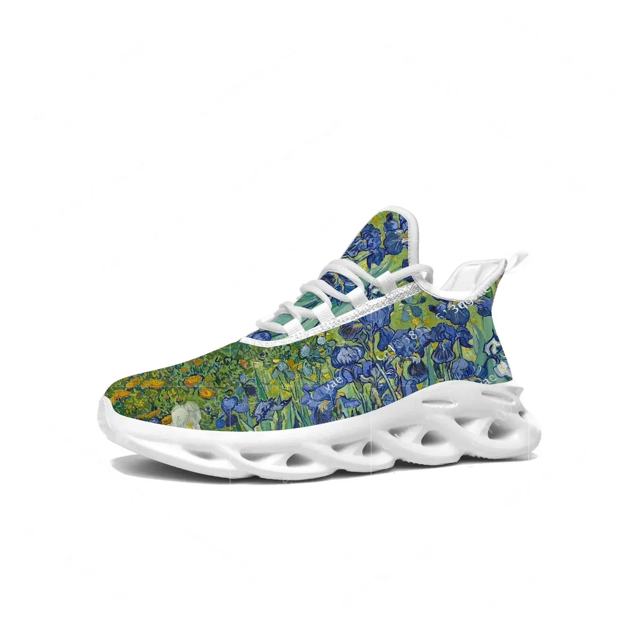 

Кроссовки Van Gogh Iris Flower Flats для мужчин и женщин, спортивные беговые кроссовки высокого качества, на шнуровке, из сетчатого материала, обувь на заказ, белые