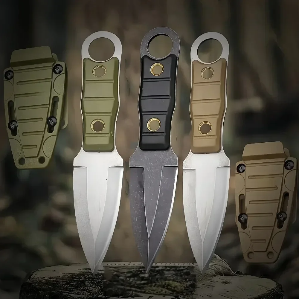 2024 New Outdoor EDC Multi-purpose Knife, D2 Steel Full Tang Survival Knife, Pocket Knife, Hiking, Traveling Knife + Sheath