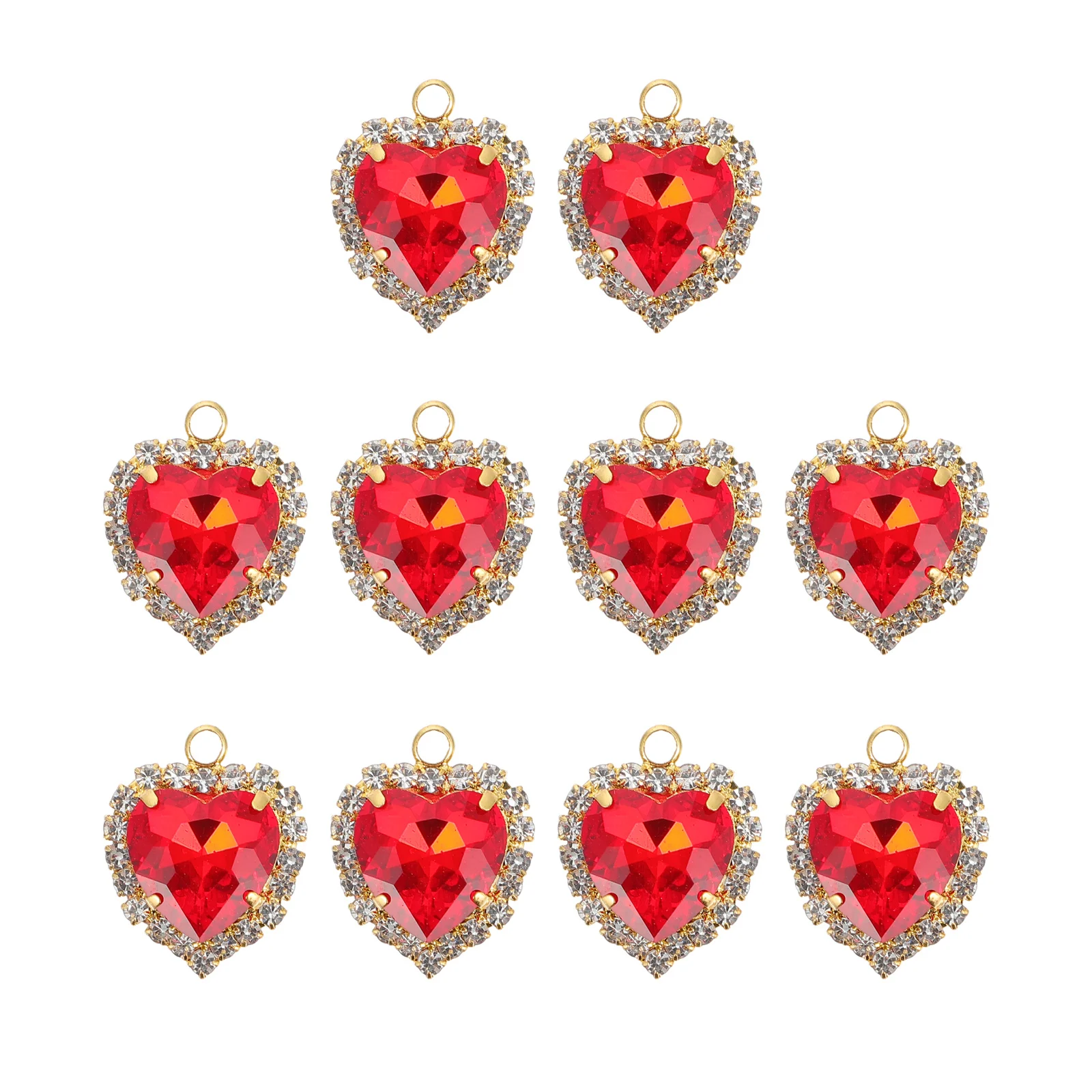 

10Pcs Shiny Heart Charms Crystal Alloy Pendants for DIY Jewelry Making Brooch Bag Pendant Handcraft Creative Gift Idea
