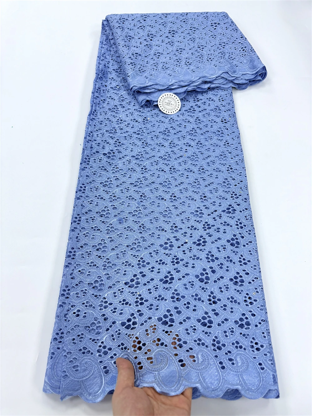 Lilac Swiss Voile Lace Embroidery , African Nigerian Dry Lace Fabric 5 Yards Cotton Lace For Women Dress