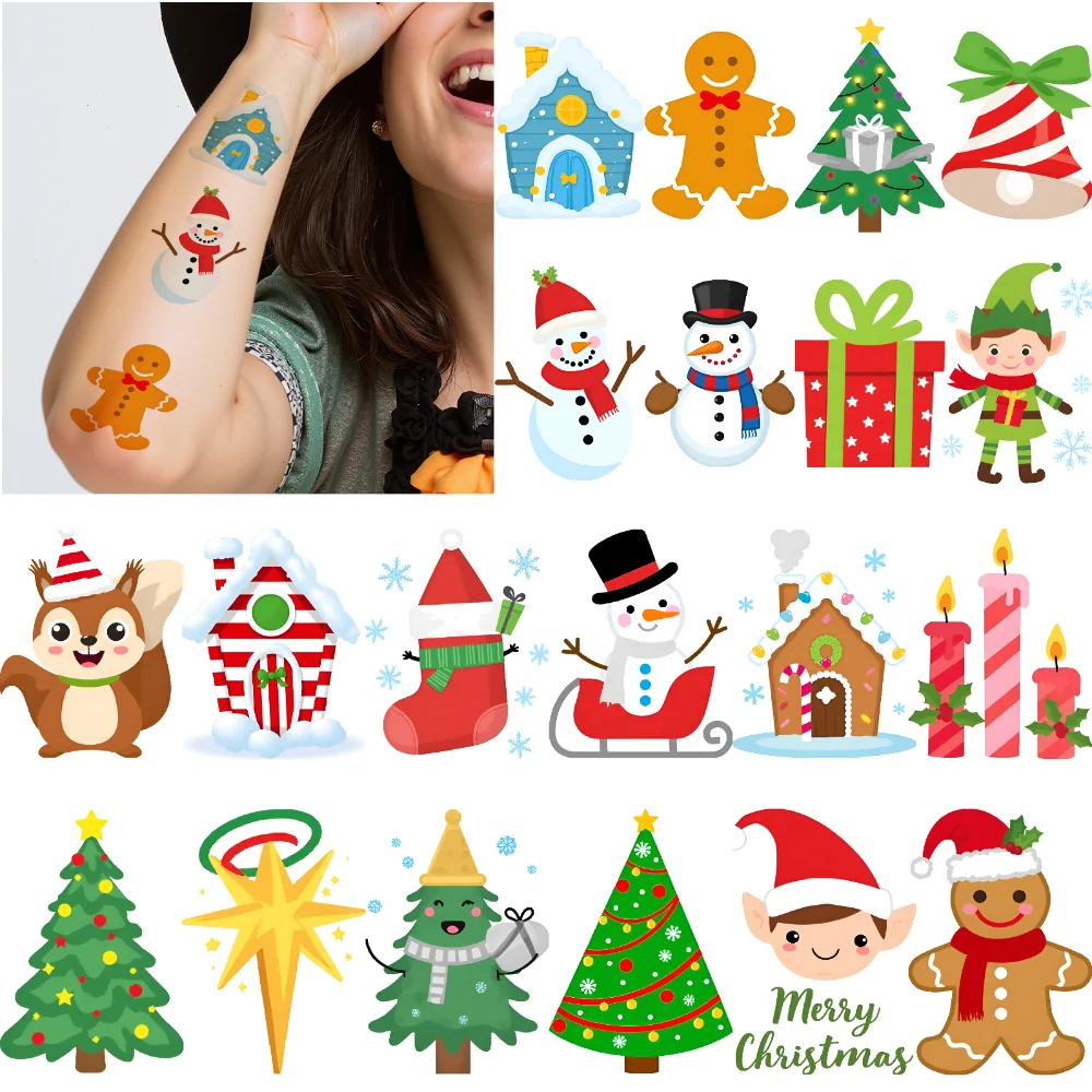

54pcs Temporary Tattoo Festive Stickers Cartoon Christmas Stickers Temporary Tattoo Stickers For Arms Shoulders