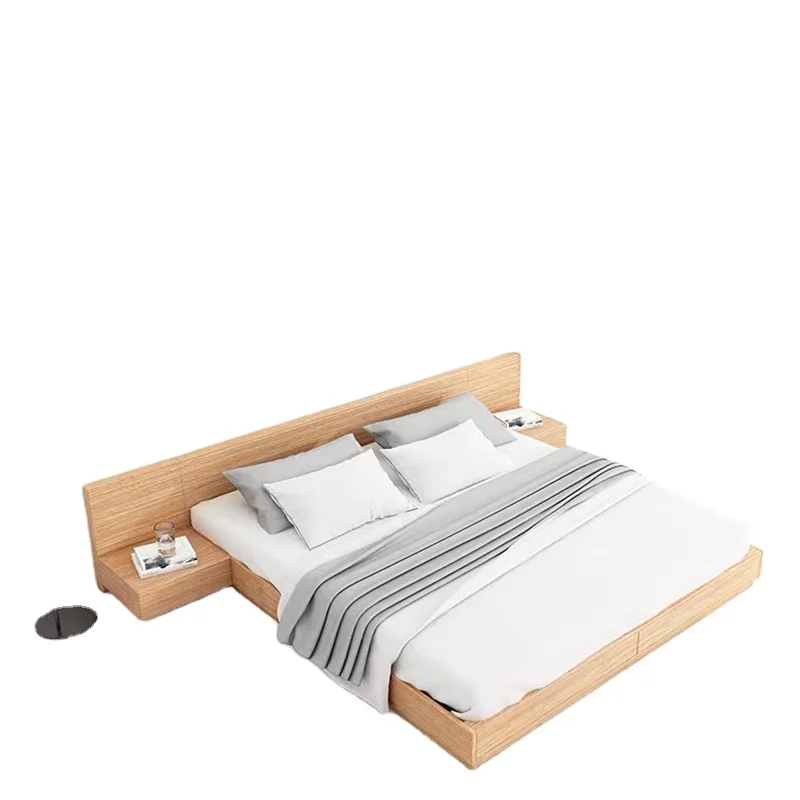 

Simple Modern Wood Bed Frame King Size Double Bed With Storage Bedroom Furniture Sets