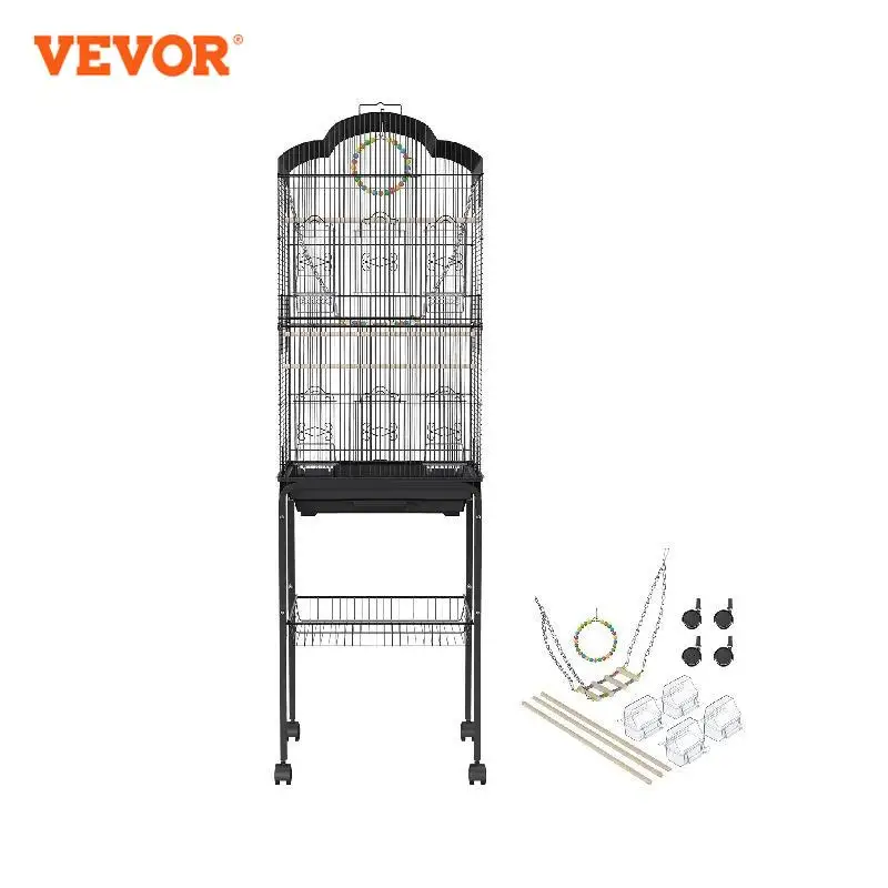 

VEVOR 60 inch Bird Aviary Flight Pet Bird Cage Metal with Rolling Stand and Hanging Toys for Cockatiels Parrots Pigeons Parakeet