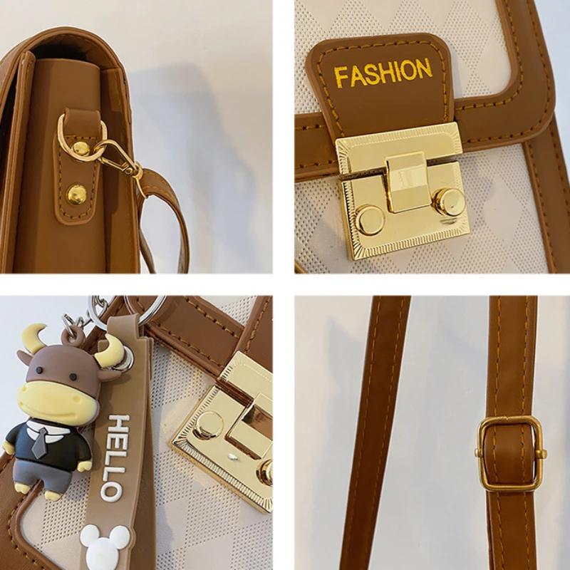 Fresh Sweet Western Style Crossbody Bag Summer New Small Popular Phone Bag Simple Splicing Contrast Color Small Square Bag