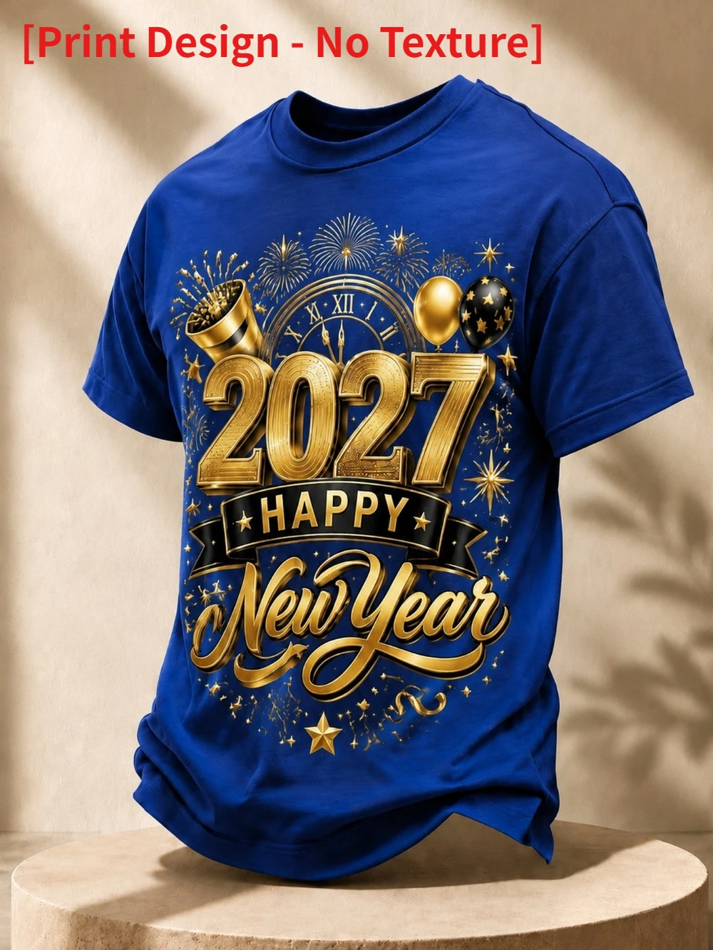Golden fireworks clock balloon 3D Printed Men and Women T-shirt Fashion Breathable Quick-dry Outdoor Sports Leisure Short-sleeve