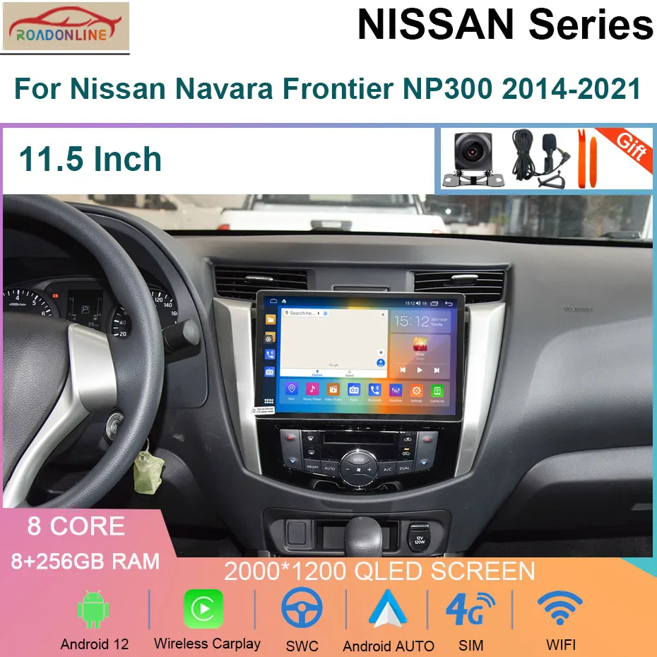 

11.5 INCH 8+256GB Car Radio For Nissan Navara Frontier NP300 Terra Renault Alaskan 2014-2021 Video Player Stereo Head Unit