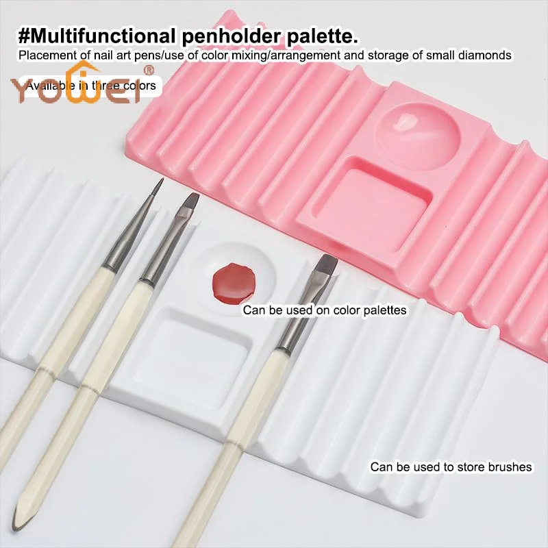Plastic Multi-purpose Nail Art Pen Holder 10-Compartment Brush Stand With Color Palette Organize And Display Manicure Tool
