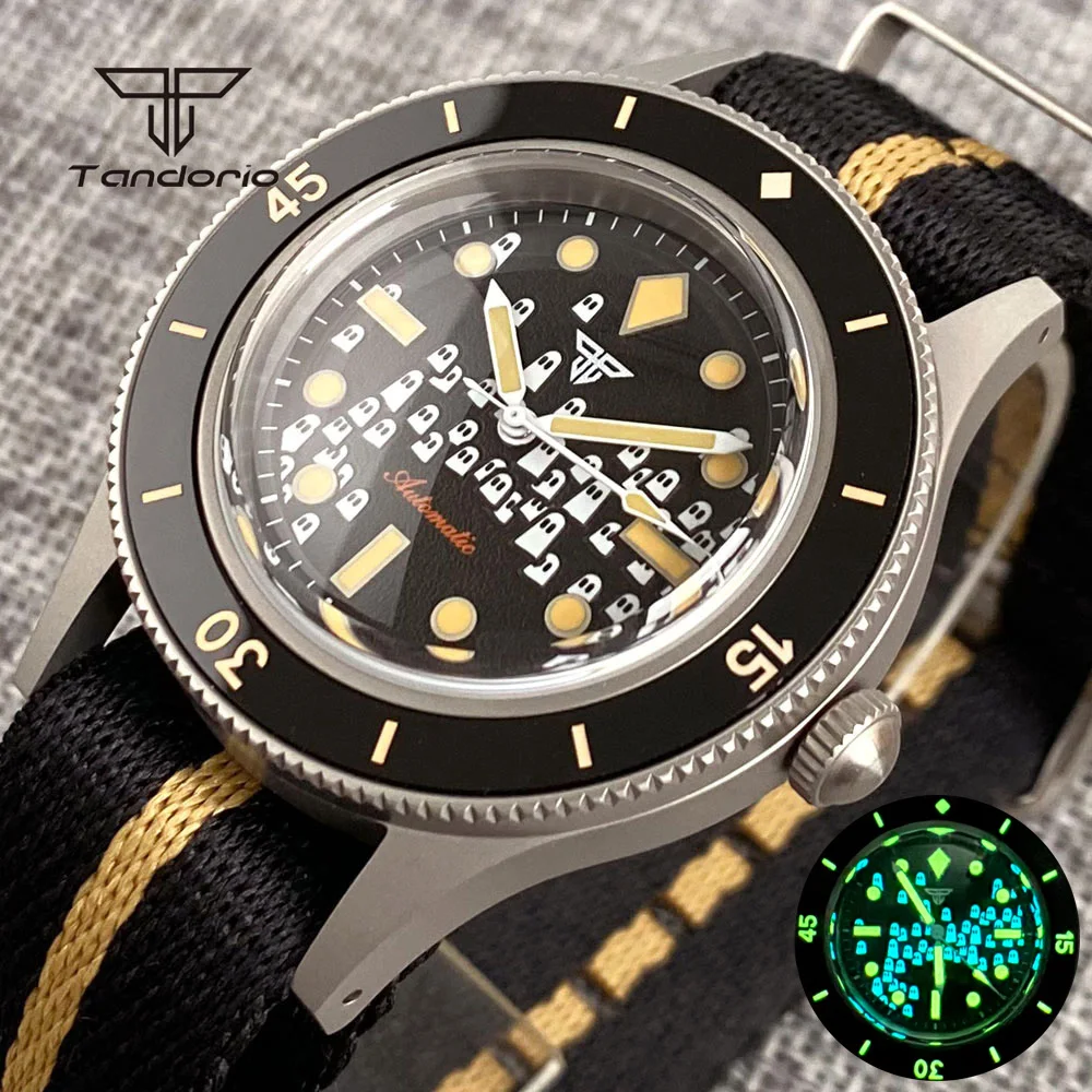 

Tandorio модные мужские часы с призрачным циферблатом, светящиеся 50-Fathoms Style, автоматические мужские часы NH35, куполообразные с сапфировым стеклом, 20 АТМ, 40 мм, корпус с пескоструйной обработкой